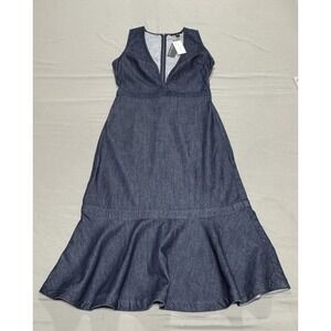 Banana Republic Denim Dress Womens 4 Sleeveless V Neck Mermaid Hem NWT